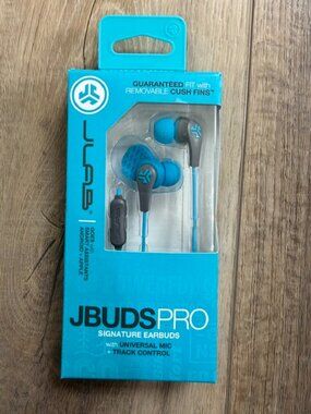 NEW JLab Audio JBUDSPRO Earbuds with Mic & Track Control Blue